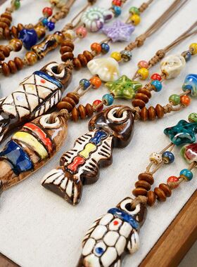 景德镇陶瓷鱼项链小红书新中式