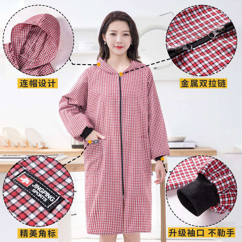 纯棉围裙男女2021新款网红长袖罩衣家用厨房反穿衣成人时尚工作服,淘宝优惠券,粉丝福利购,淘宝优惠卷