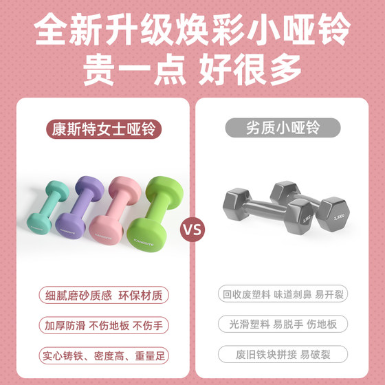 Dumbbells for women's fitness home, pure iron-coated rubber, no odor