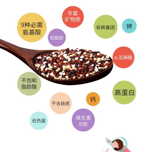 玻利维亚进口三色藜麦饱腹大颗粒白紅黑藜米饱腹TriQuinoa代餐1KG - 图0