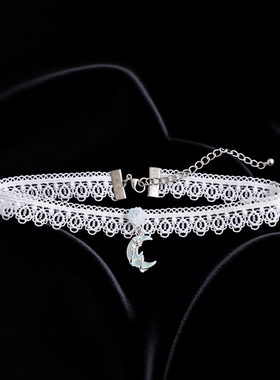 月亮玫瑰原创设计蕾丝气质颈饰