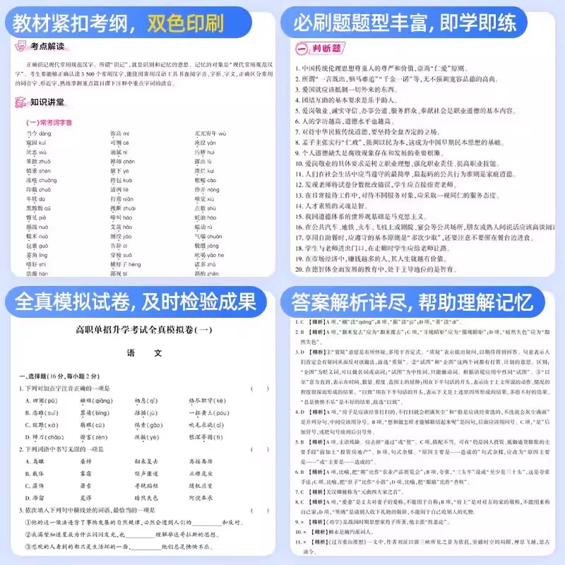 河南单招考试复习资料2024河南单招职业技能测试综合素质专项题库河南省高职对口高职单招考试真题试卷模拟职业适应性学业水平春招 - 图0