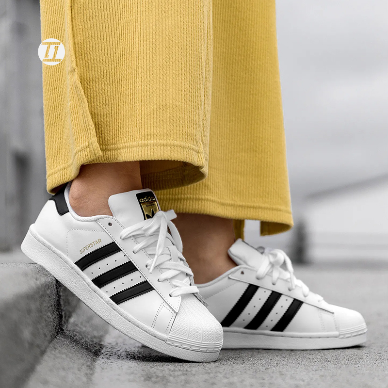 ADIDAS三叶草Superstar阿迪金标小白鞋黑白男女板鞋C77124/EG4958 - 图0