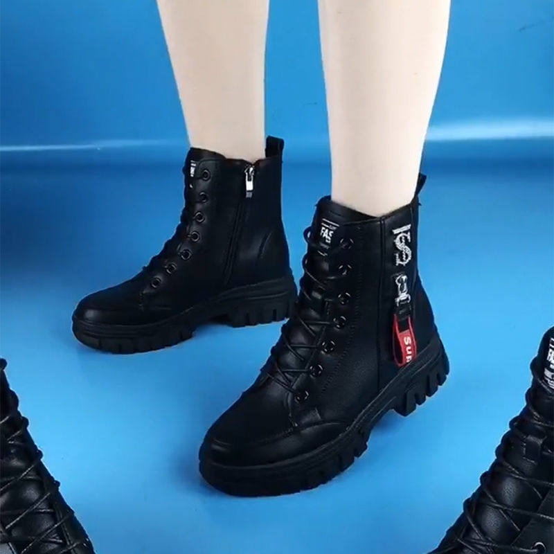 真皮马丁靴女英伦风2025新款秋冬平底加绒短靴女显瘦厚底百搭女靴,淘宝优惠券,粉丝福利购,淘宝优惠卷