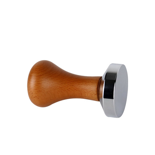 木柄压粉器 不锈钢实心压粉锤 压粉机51mm58mm咖啡压粉器压粉垫53 - 图1