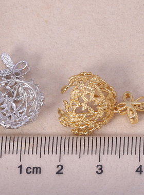 DIY手工制作珍珠项坠不含珍珠单个镂空吊坠银饰 s925纯银吊坠配件