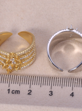 s925纯银多珠夸张戒指