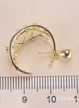 DIY配件 S925纯银吊坠头半月瓜子扣项链坠子空托珍珠半成品银配饰