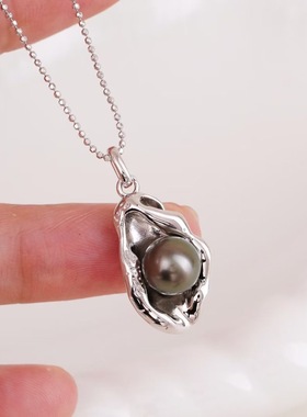 DIY手工制作珍珠项坠吊坠银饰 s925纯银挂坠不含链半成品空托配件