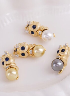 s925纯银银饰吊坠配件珍珠饰品diy手工制作卡通龙项链坠子空托