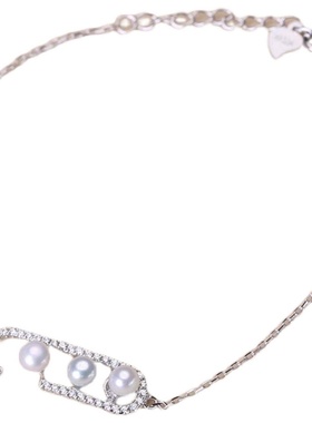 s925纯银套装手链 diy手工饰品 多珠半孔珍珠手饰O字链延长款