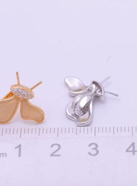 DIY手工制作珍珠项坠多功能开口吊坠 s925纯银双珠哑光蝴蝶配件