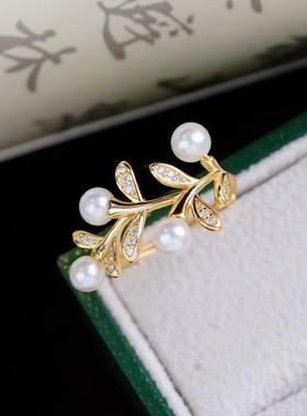 s925纯银戒指环 银饰多珠可调节珍珠戒指托DIY手工制作银配件空托