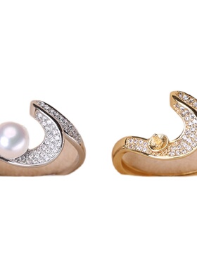 s925纯银戒指环 银饰开口可调节珍珠戒指托 DIY手工制作银配件