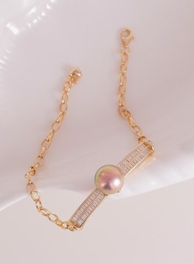 s925纯银手链 diy手工饰品 全孔珍珠手饰龙虾扣爱心尾链延长款