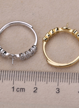 s925纯银戒指环 银饰开口可调节珍珠戒指托 DIY手工制作银配件