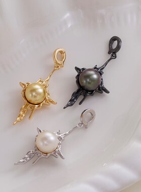 s925纯银开口吊坠空托项链坠子配件diy手工制作十字架项坠不含链