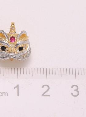 手工diy配件 s925纯银珍珠舞狮吊坠空托银饰 半成品项链坠子银托