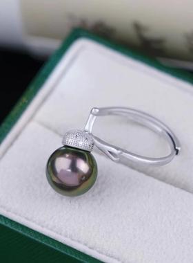 s925纯银戒指环 银饰哑光可调节珍珠戒指托DIY手工制作银配件空托