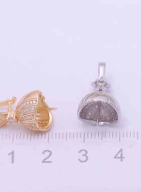DIY手工制作珍珠项坠多功能开口吊坠银饰 s925纯银半成品空托配件