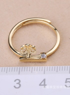 s925纯银耳钉戒指吊坠配件 平衡木三件套单拍饰品diy珍珠手工制作