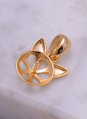 DIY手工制作珍珠项坠吊坠银饰 s925纯银挂坠轻奢猫咪空托配件