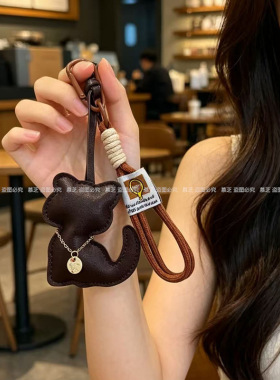 项链猫咪包包挂件~MIU系皮革挂绳登山绳钥匙扣高级感情侣包包挂饰