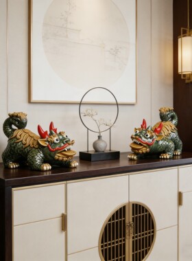 陶瓷对装麒麟多色神兽新居家入伙