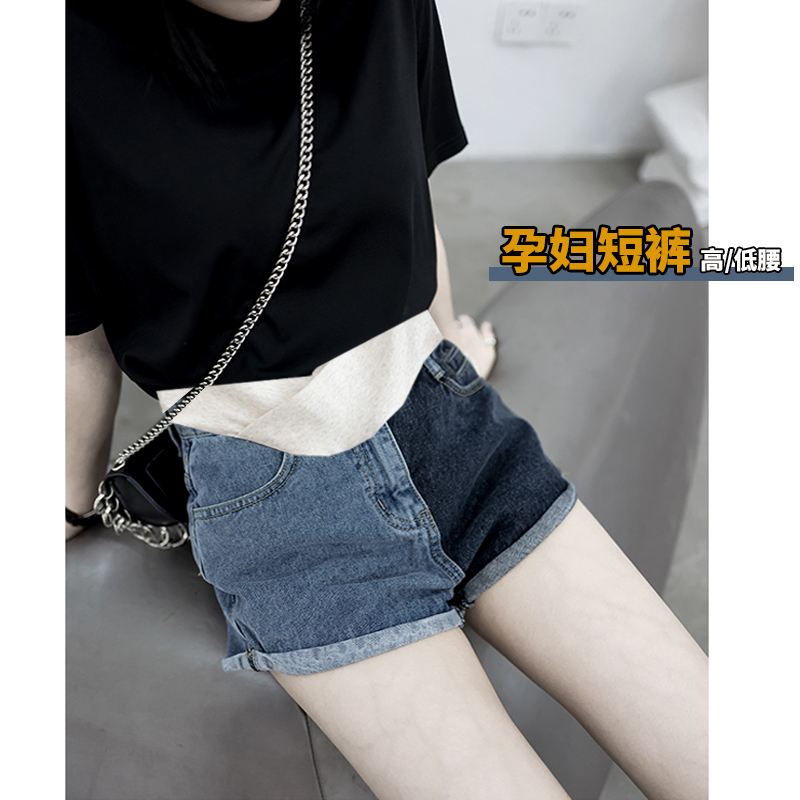 喜贵子育才专卖店孕妇夏装裤子女牛仔短裤夏季外穿时尚薄款低腰热裤宽松打底裤潮妈1