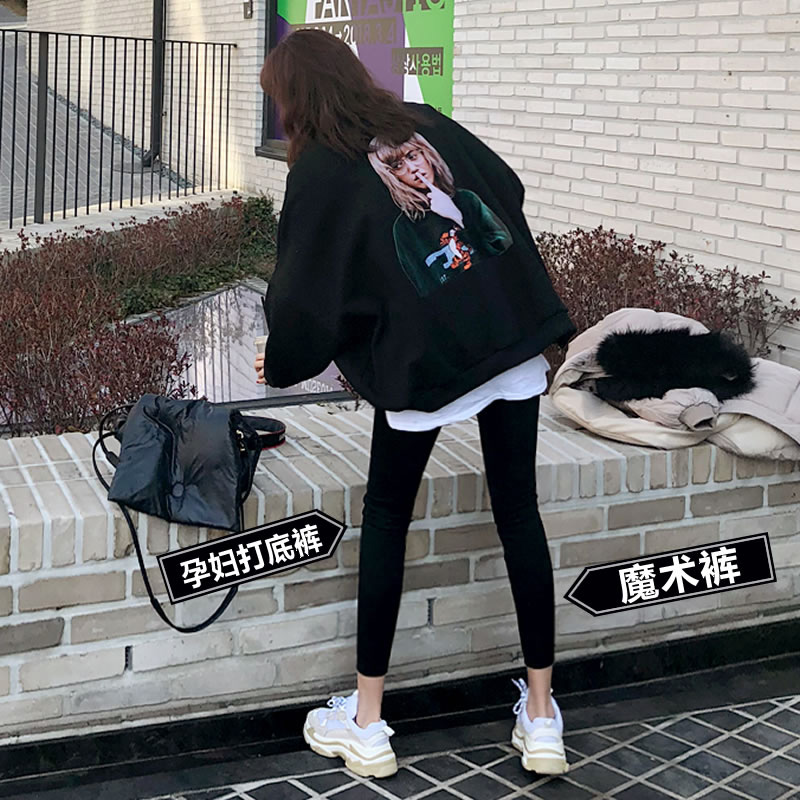 喜贵子育才专卖店孕妇裤子女牛仔裤外穿长裤黑色秋冬季新款加绒加厚小脚打底裤2