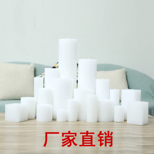 经典柱蜡无烟无味婚庆装饰西餐厅教堂蜡烛家用象牙白色圆柱大蜡烛 - 图1
