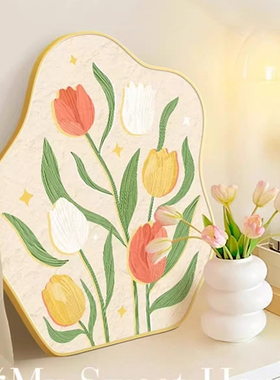 治愈系奶油风卧室餐厅桌面摆画