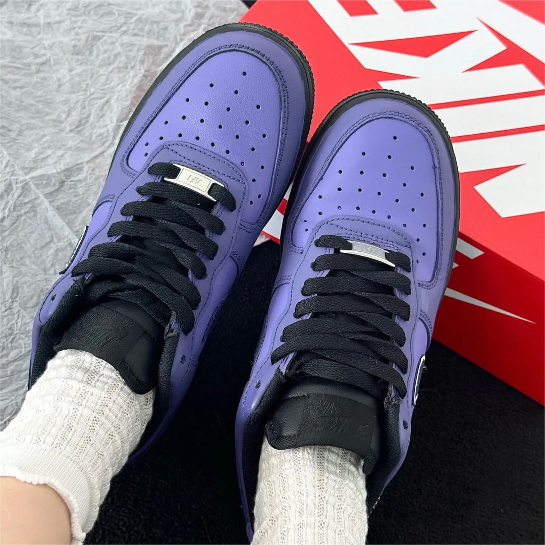 球鞋定制 Nike Air Force 1 空军一号紫龙虾低帮男女百搭复古板鞋 - 图0