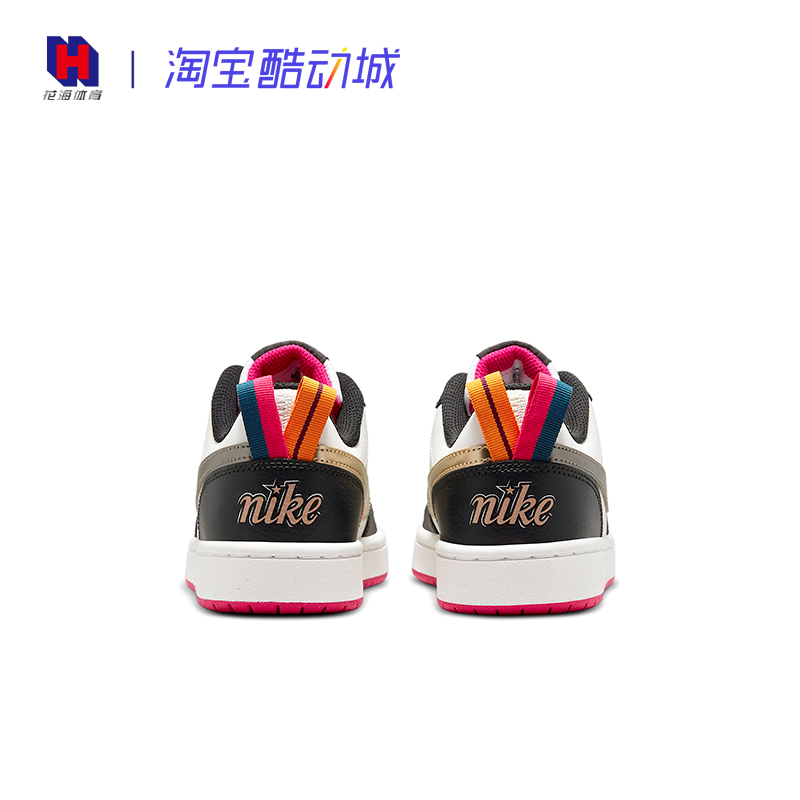 花海体育 Nike Court Borough Low 2黑银低帮休闲女鞋BQ5448-104-图2