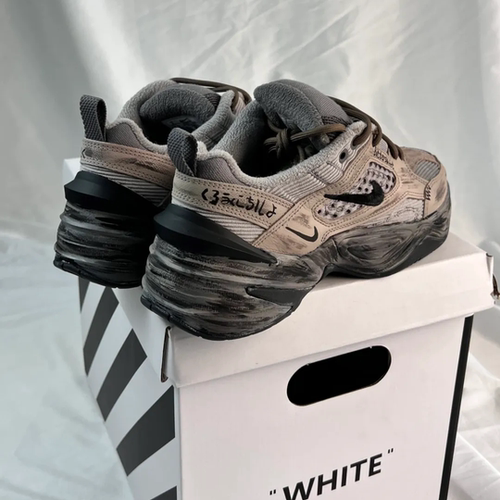 球鞋定制 Nike M2K 迷雾都市黑灰机能风复古做旧低帮男女老爹鞋 - 图1