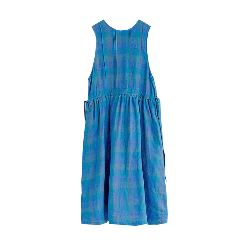 古苔 彩蓝格纹背心裙 日系氧气感穿搭五一出行明媚艺术生裙子新款 - 图3