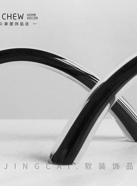 轻奢现代黑色拱形琉璃摆件样板间售楼客户家居P几何装饰品送礼酒