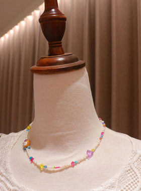 原创手作小猫戴领结项链 淡水巴洛克珍珠搭配奥地利水晶锁骨链