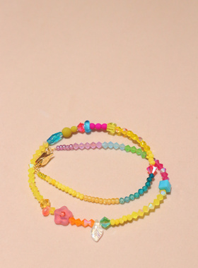 元气少女ins彩虹软糖串珠锁骨链