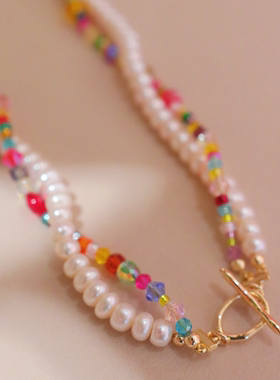 巴洛克珍珠进口水晶双层项链ins