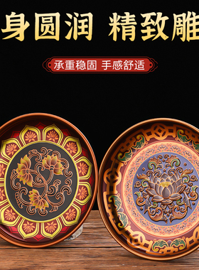 合金平底供盘家用摆件供佛果盘供奉财神爷水果盘佛前上供贡品盘子
