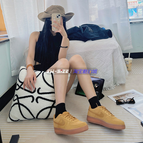 向往体育耐克Nike AF1 Force1男女空军小麦BQ5485-700 CK0262-700 - 图0