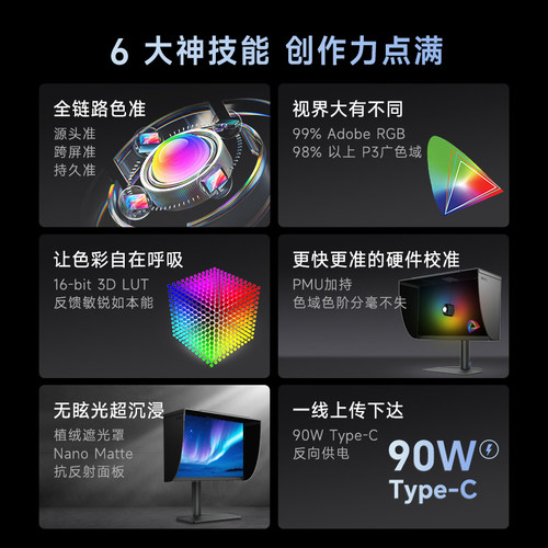 明基SW242Q专业摄影显示器24英寸2K后期修图16:10调色联机拍摄240 - 图0