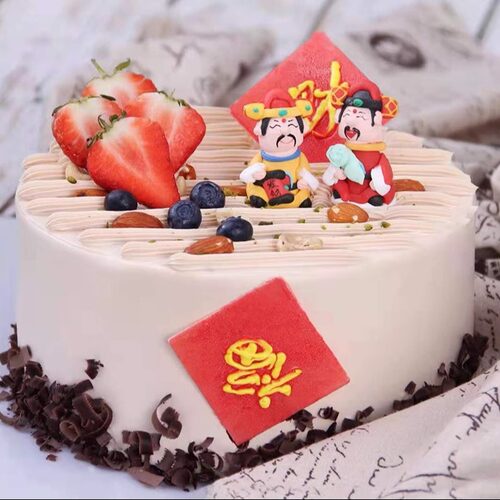 财神爷糖人 钱袋子 生日蛋糕装饰糖人摆件 福袋糖人 - 图1