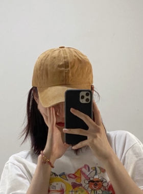 可爱水洗做旧粉色土酷少女帽子