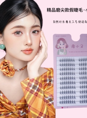 周小又双尖小火苗透明梗上睫毛懒人女分段自然卷翘韩式磨尖假睫毛
