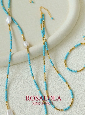 ROSALOLA 尼斯的蓝调·法式浪漫复古蓝松石项链·LOLA系列 041902