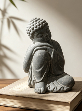仿石古补睡佛如来摆件中式可养桌面茶盘禅意摆放假山鱼缸造景装饰