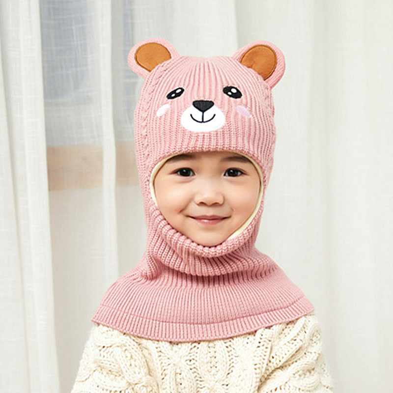 儿童帽子秋冬韩版男童加绒护耳围脖宝宝冬季防风护脸一体毛线帽潮,淘宝优惠券,粉丝福利购,淘宝优惠卷