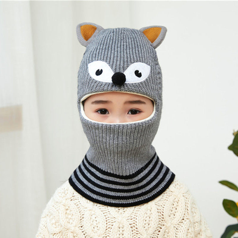儿童帽子秋冬韩版男童加绒护耳围脖宝宝冬季防风护脸一体毛线帽潮,淘宝优惠券,粉丝福利购,淘宝优惠卷